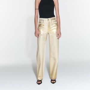 Zara metallic gold jeans